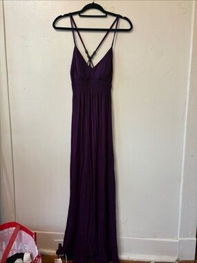 B Darlin Purple Maxi Dress with Smocked Waist and Double Straps